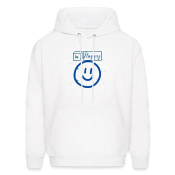 be happy - Men's Hoodie - white - Front - Elias (183cm)