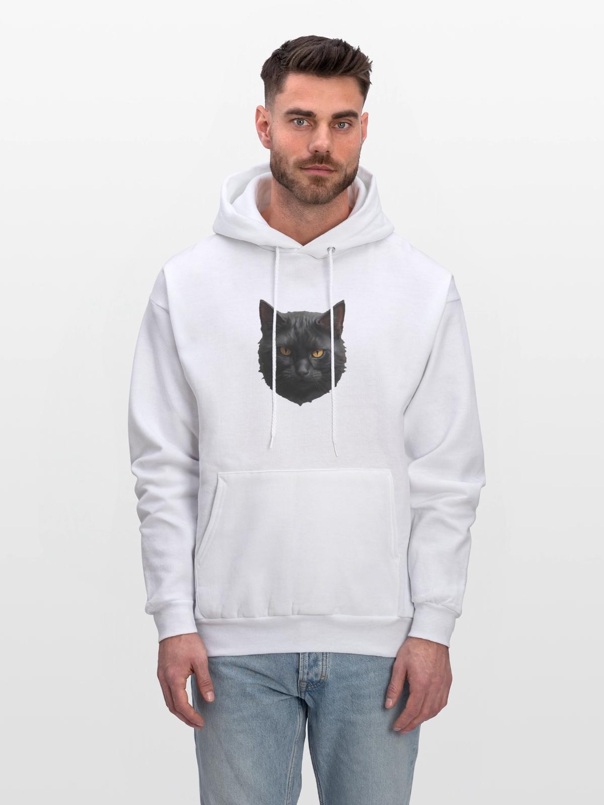 black cat face - Men's Hoodie - white - Front - Elias (183cm)