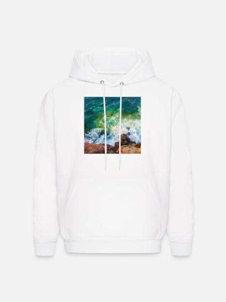 rock shore and waves - Men's Hoodie - white