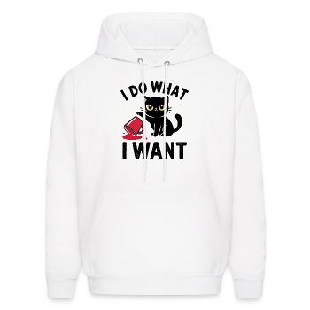 Cute cat design on a comfy tee Funny cat t-shirt - Men's Hoodie - white - Front - Elias (183cm)