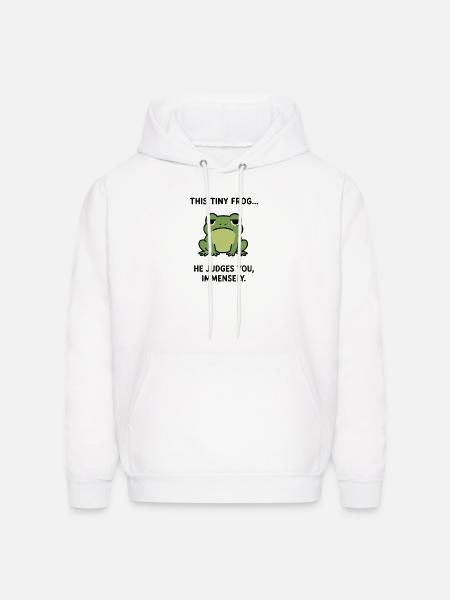Frog Judges You, Immensely. - Men's Hoodie - white