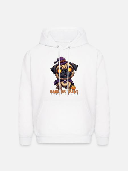 Pug Halloween Bark or Treat - Men's Hoodie - white