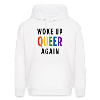 Woke Up Queer Again - Men's Hoodie - white - Front - Elias (183cm)