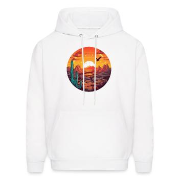 Eagle Sunset Circular Landscape Graphic - Men's Hoodie - white - Front - Elias (183cm)