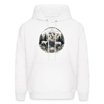 Deer in the Prism Woods - Men's Hoodie - white - Front - Elias (183cm)