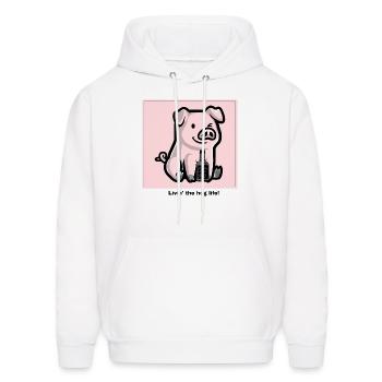 Livin the hog life - Men's Hoodie - white - Front - Elias (183cm)
