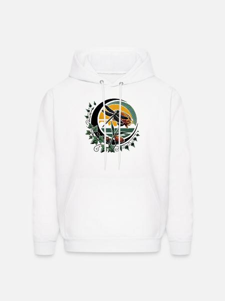 Moonlit Dragonfly & Sunflowers - Men's Hoodie - white