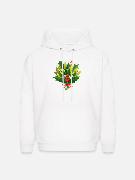 Festive Holly Botanical Design - Men's Hoodie - white