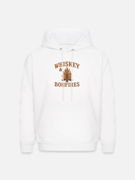 Whiskey Bonfires Outdoor Logo - Men's Hoodie - white