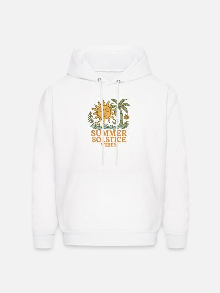 Summer Solstice Vibes Sun and Palm Design - Men's Hoodie - white