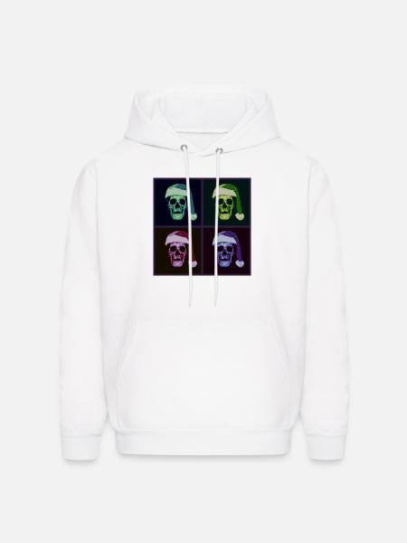 Pop Art Skull Santa Halftone - Men's Hoodie - white
