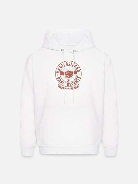 Radicalized Basic Decency Emblem - Men's Hoodie - white