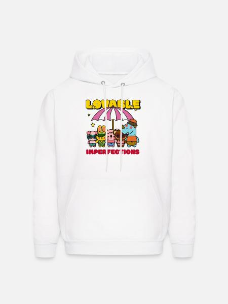 Lovable Hyperfections Umbrella Crew - Men's Hoodie - white