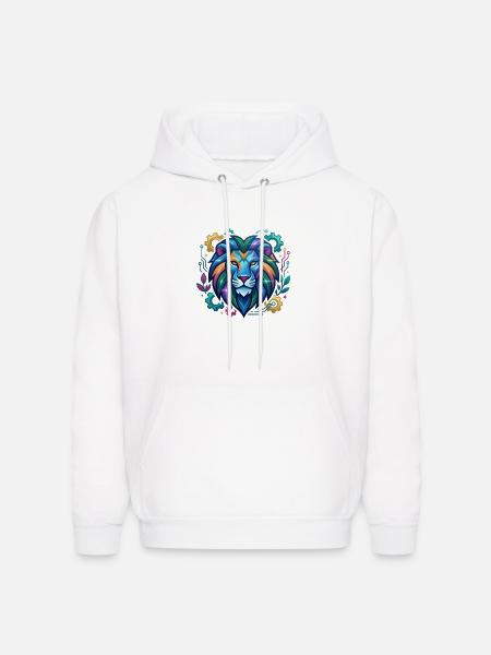 Vivid Circuit Lion Tech Art - Men's Hoodie - white