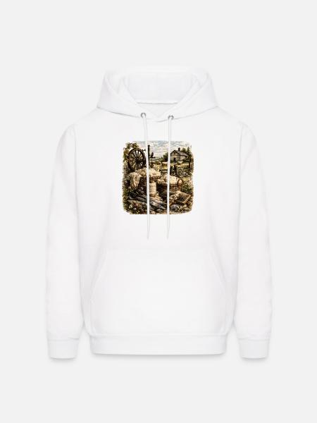 Rustic Wool Spinning Farm - Men's Hoodie - white