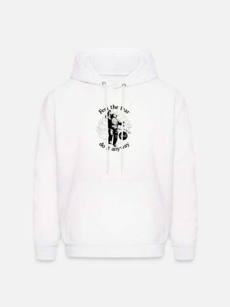 Astronaut Faces Fear Orbit - Men's Hoodie - white