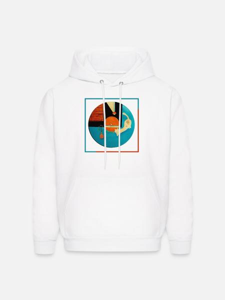 Abstract Cat Orbit Circle - Men's Hoodie - white