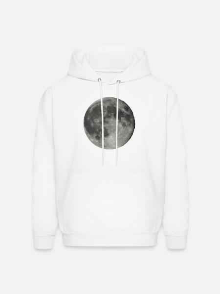 Lunar Echoes Moon Print - Men's Hoodie - white