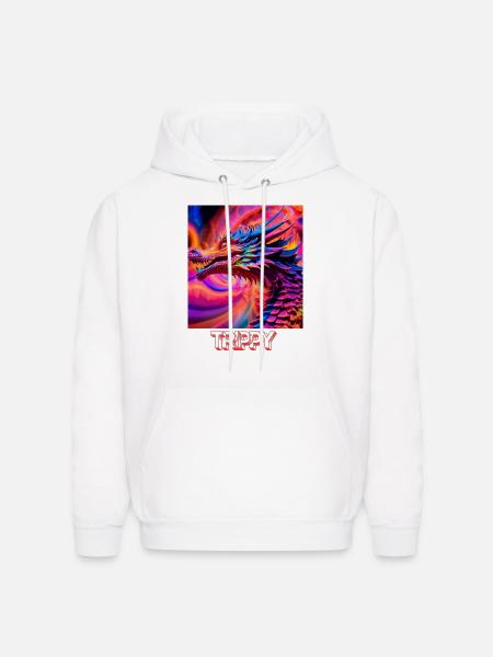 Trippy psychedelic fractal dragon - Men's Hoodie - white