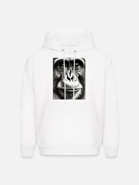 Chimp in Charcoal - Men's Hoodie - white