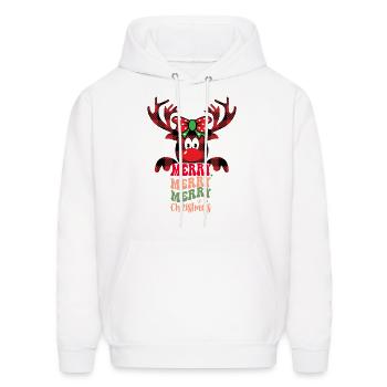 Merry Merry Merry Christmas! - Men's Hoodie - white - Front - Elias (183cm)
