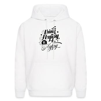 Think Happy Be happy - Men's Hoodie - white - Front - Elias (183cm)