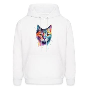 Colorful cat face - Men's Hoodie - white - Front - Elias (183cm)