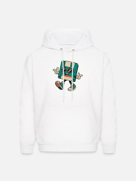 Retro Disk Mascot with Sunglasses - Men's Hoodie - white