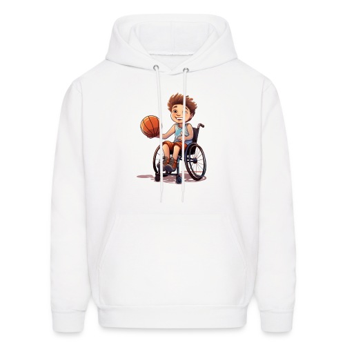 Cartoon boy in wheelchair playing basketball # - Men's Hoodie
