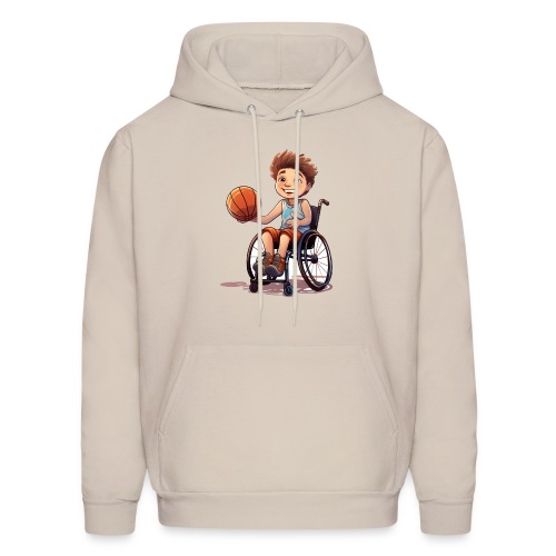 Cartoon boy in wheelchair playing basketball # - Men's Hoodie