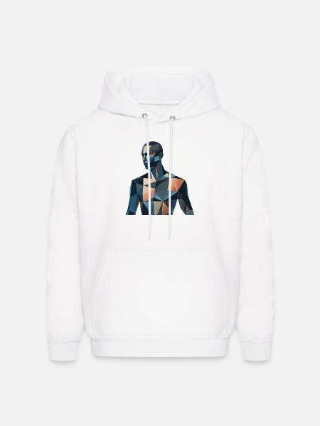 Blue Low-Poly Portrait - Men's Hoodie - white