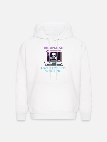Neon Retro Skull Computer - Men's Hoodie - white