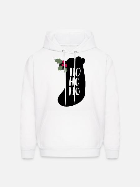 HOHOHO gift sock silhouette christmas - Men's Hoodie - white