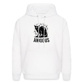 Anxious Cat - Men's Hoodie - white - Front - Elias (183cm)