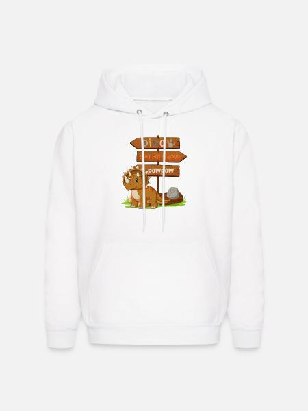 Cute Dinosaur with Playful Signpost - Men's Hoodie - white