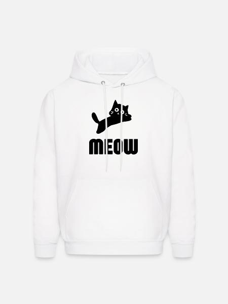 Whimsical Cat Face Illustration - Men's Hoodie - white