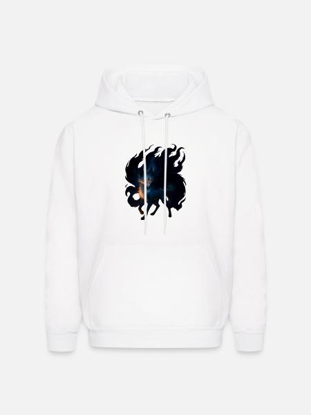 Mystic Night Wolf Illustration - Men's Hoodie - white