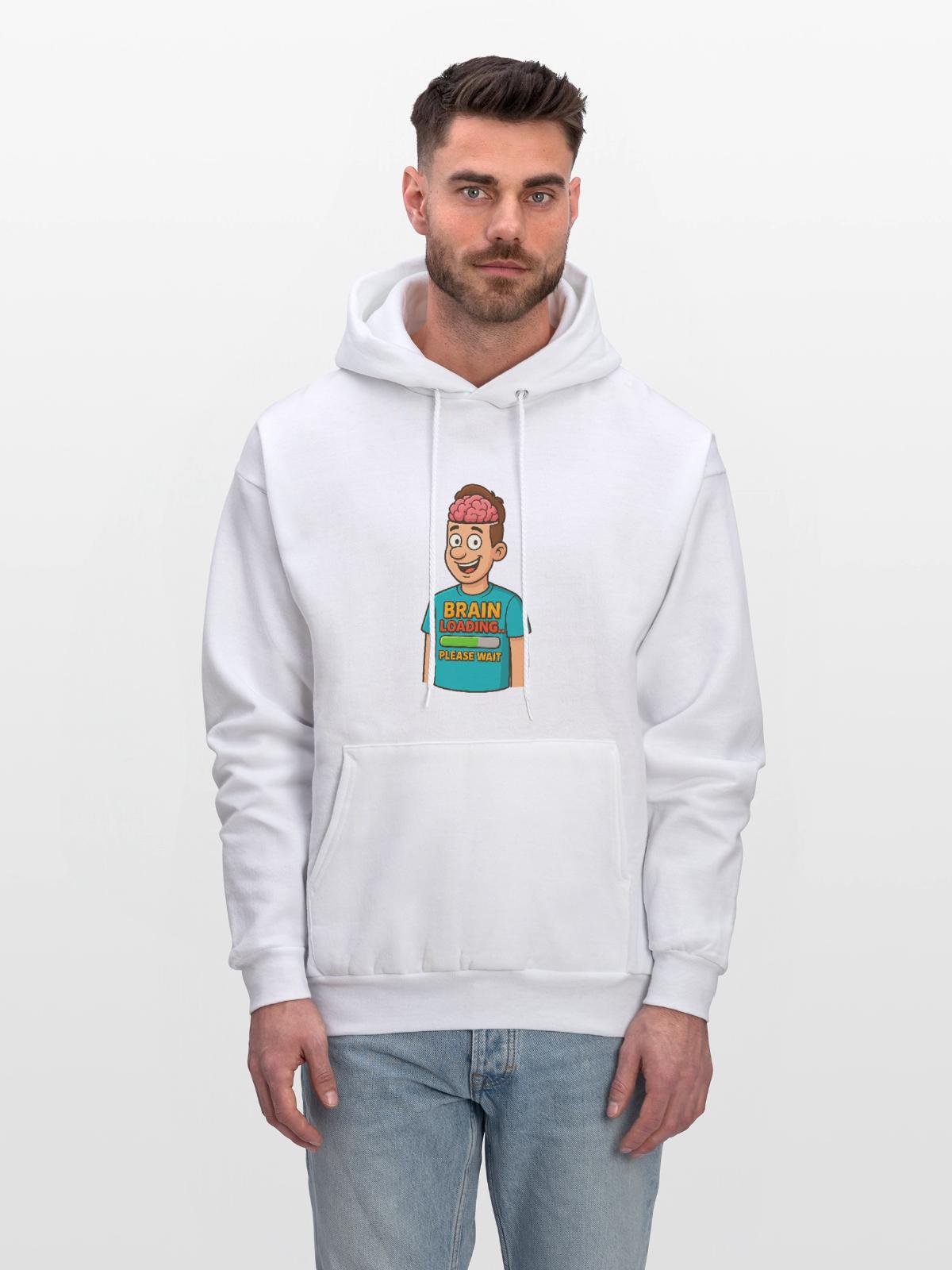 Brain Loading Please Wait Tee - Men's Hoodie - white - Front - Elias (183cm)