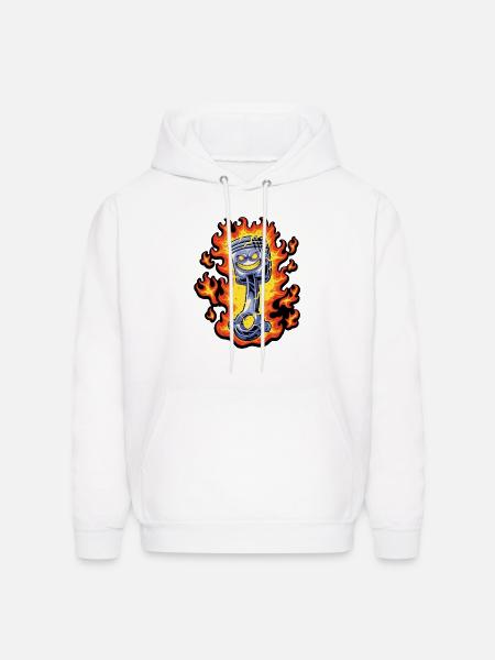 Flaming Piston Mascot - Men's Hoodie - white