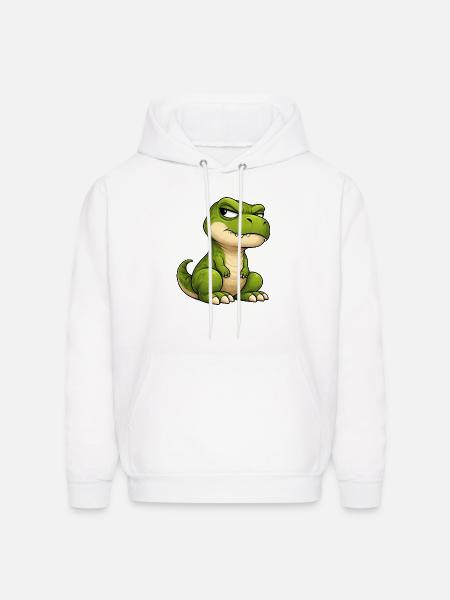 Grumpy T-Rex cartoon skeptical expression - Men's Hoodie - white
