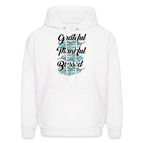 feather blue grateful thankful blessed - Men's Hoodie