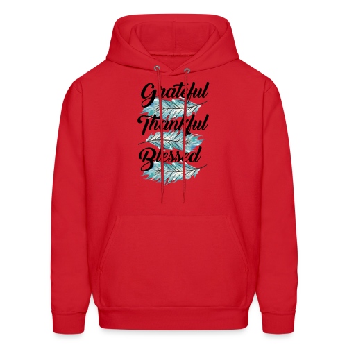 feather blue grateful thankful blessed - Men's Hoodie