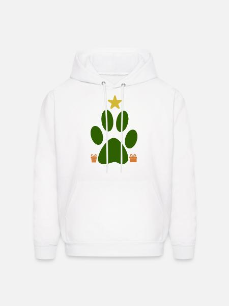 Cat Foot Christmas Tree - Men's Hoodie - white