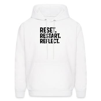 Reset . Restart . Reflect - Men's Hoodie - white - Front - Elias (183cm)