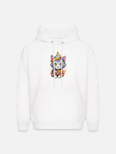 Cute Cat - Men's Hoodie - white