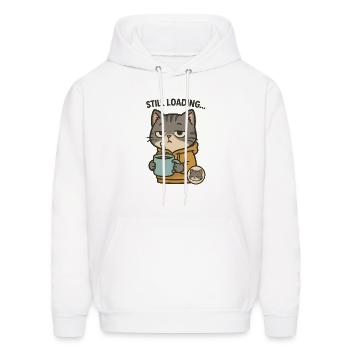 Still Loading Cat – Cute Sleepy Coffee Vibes - Men's Hoodie - white - Front - Elias (183cm)