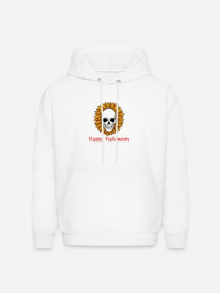 Sunflower Skull Halloween Tee - Men's Hoodie - white