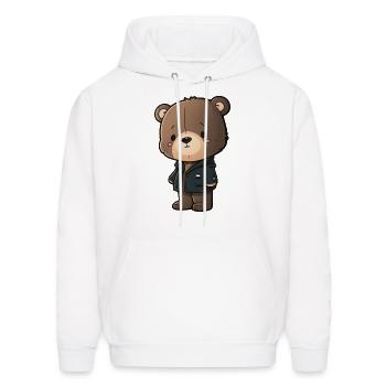 Brown suited bear - Men's Hoodie - white - Front - Elias (183cm)