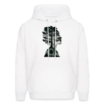 shaded silhouette of a woman with a pine tree - Men's Hoodie - white - Front - Elias (183cm)
