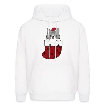 Cat in Christmas Sock - Men's Hoodie - white - Front - Elias (183cm)
